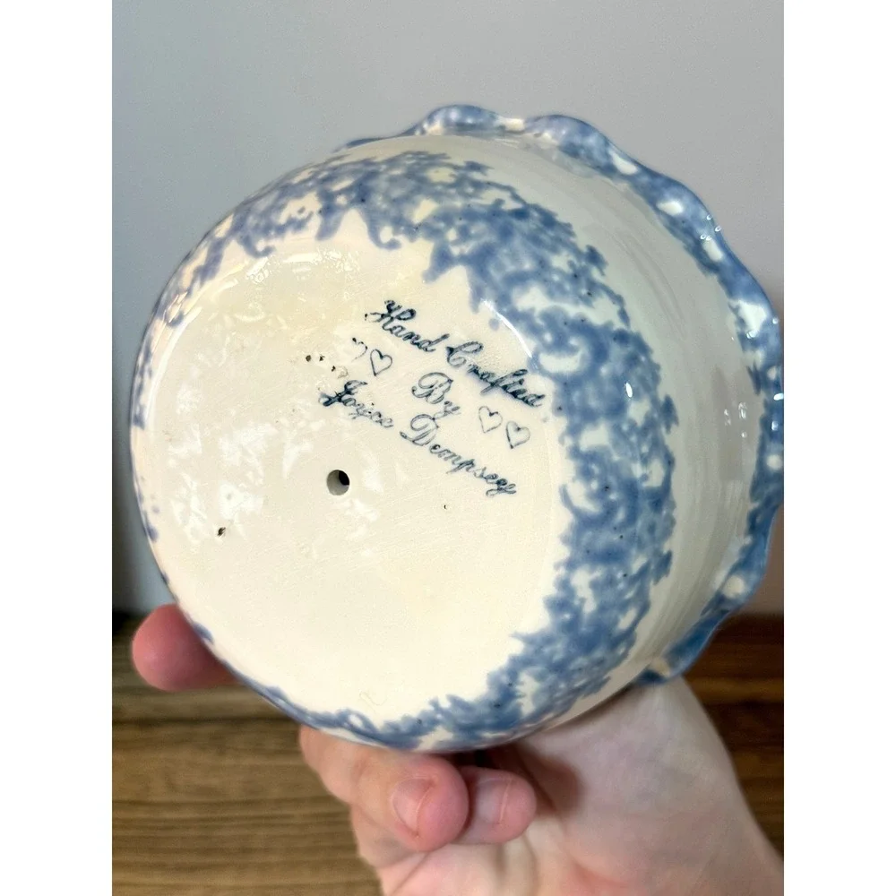 Handmade Blue & White Ceramic Ring Dish Joyce Dempsey Pottery